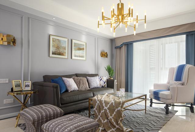 极简轻奢一面空白墙装饰,现代简约风拼色客厅背景墙效果图