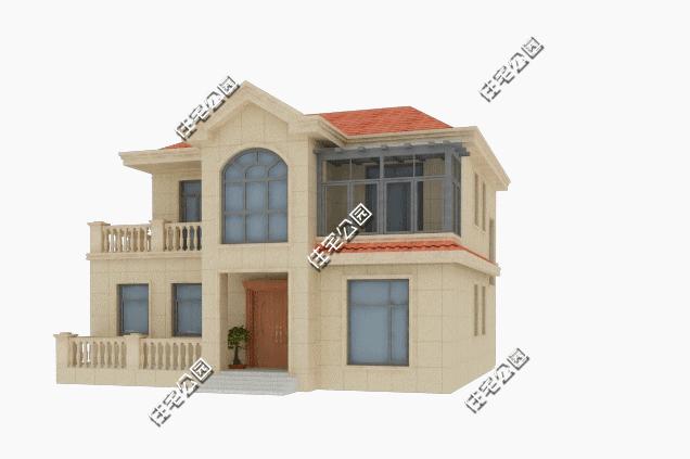 欧式别墅一层农村自建房带阳光房,面宽10米农村二层别墅