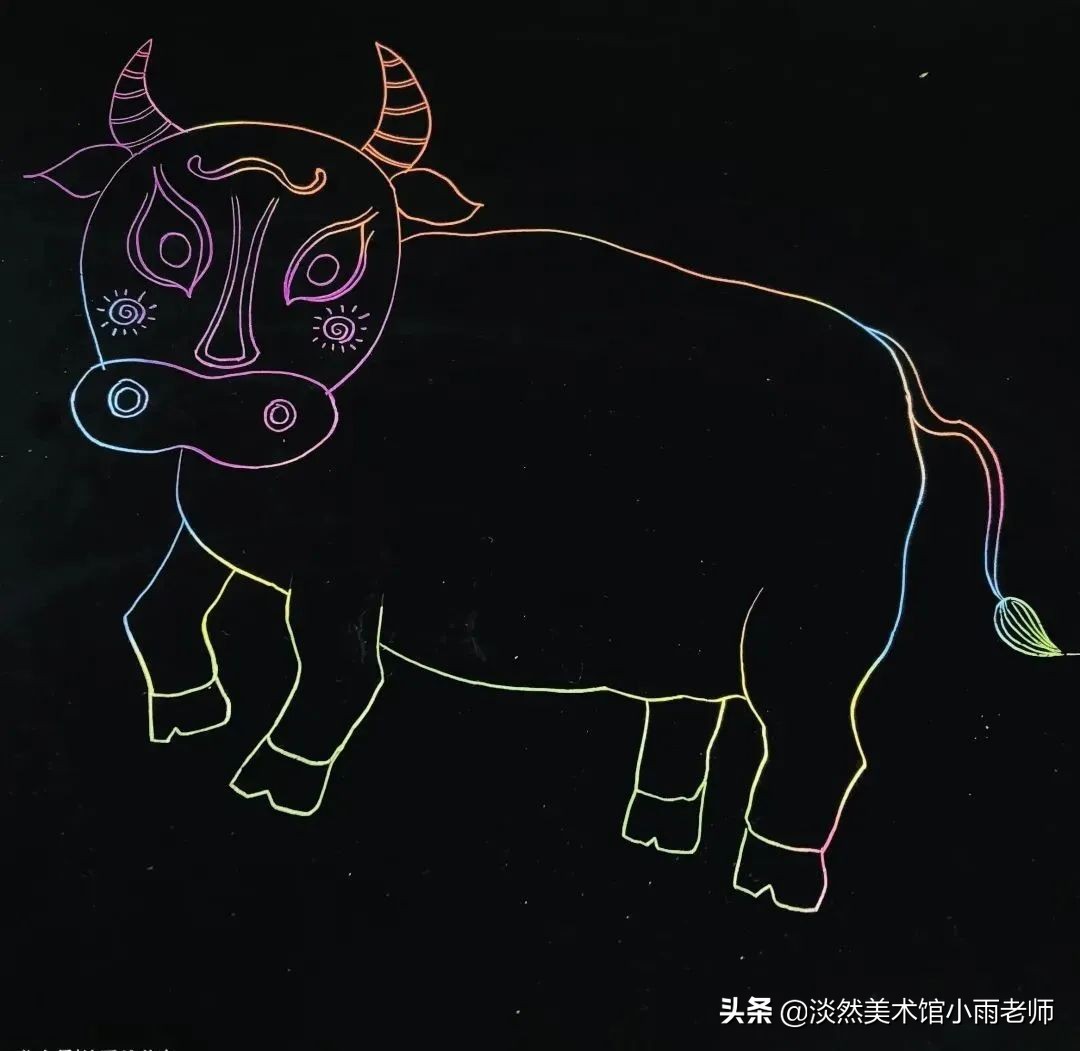 儿童创意绘画生肖牛,少儿创意绘画牛