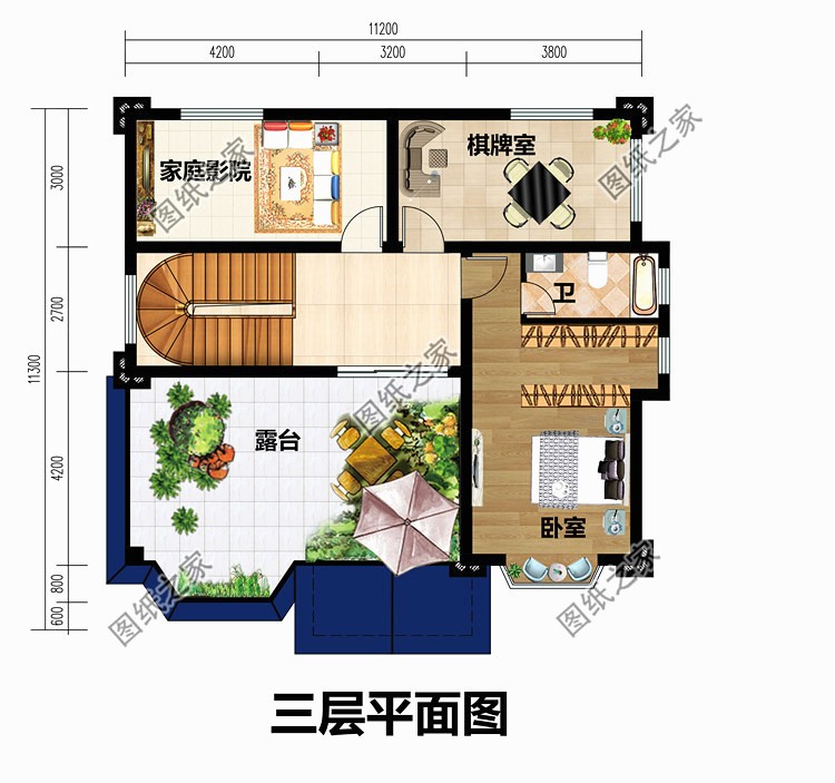 鼎川漂亮三层复式别墅设计图,三层复式旋转楼梯别墅内部效果图