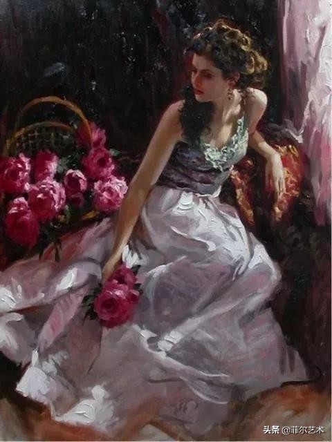 现代艺术油画中的美人,阳光美少女图片绘画