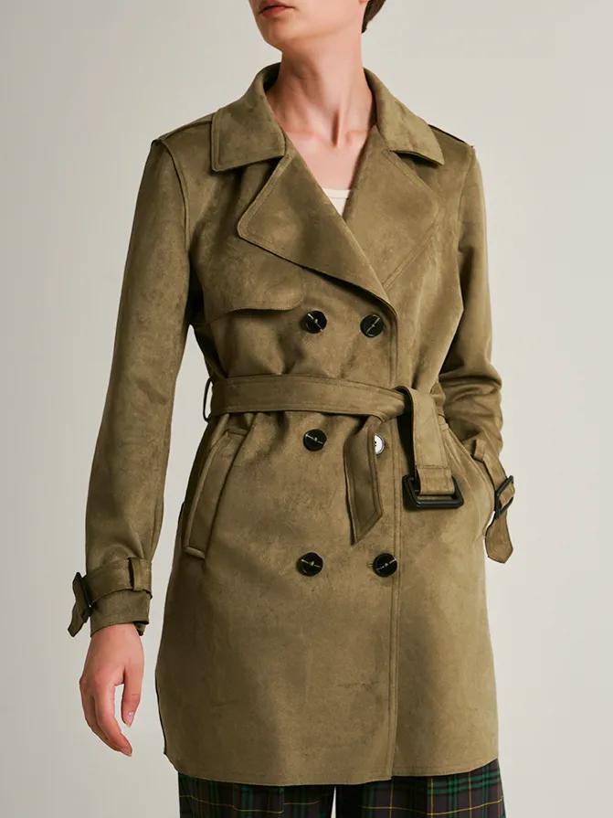 风衣英伦风短款麂皮,英伦经典格子风衣