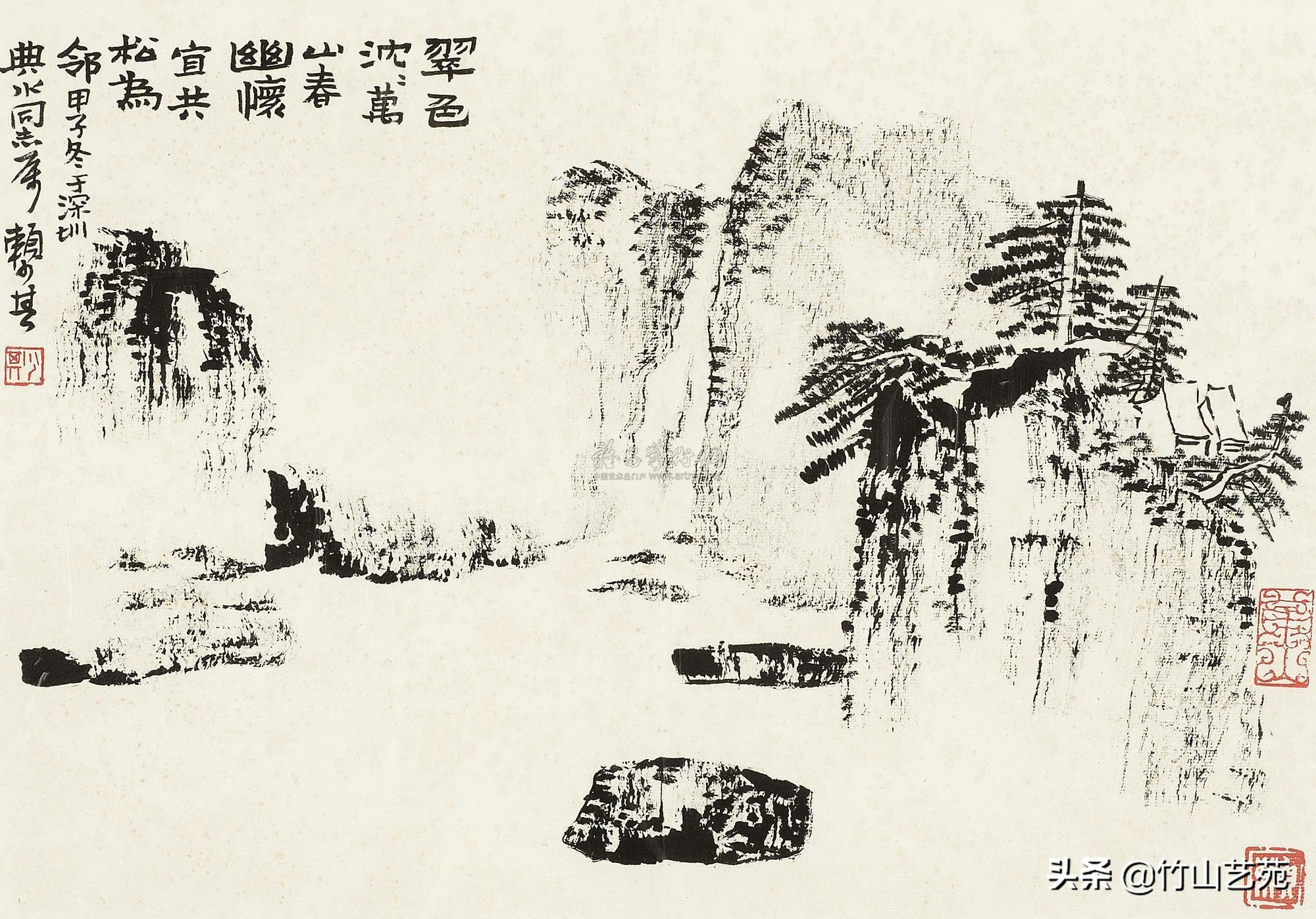 中国画高山流水遇知音,高山流水遇知音国画