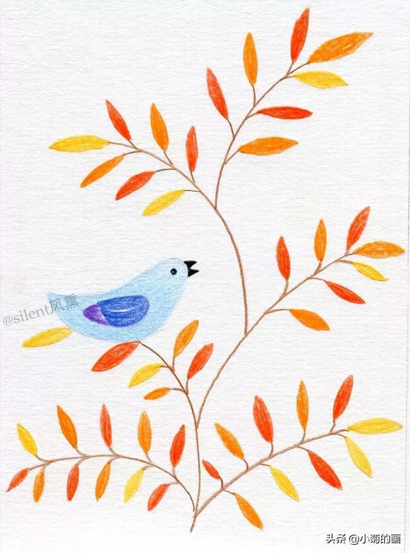 简单的彩铅小插画,彩铅森系小清新插画初学者