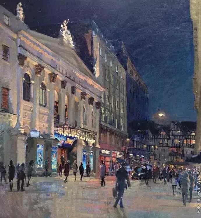 欧洲油画秋日街景,peterbrown油画从哪里买