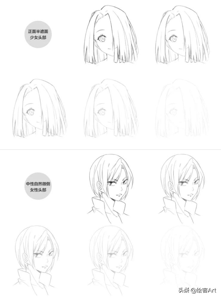 动漫人物只画一个头,大头动漫人物绘画