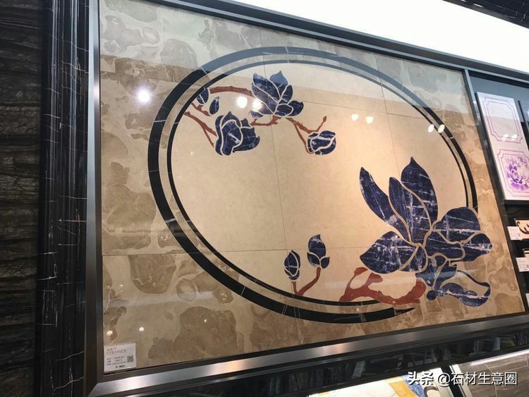 大理石地面水刀拼花效果图,100多平方水刀拼花图片