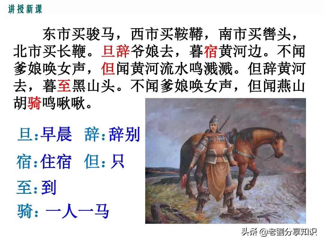 部编版语文七年级下册木兰诗注释,7下语文必背课文木兰诗讲解