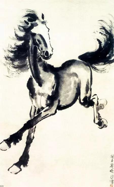 徐悲鸿的奔马表现技法,徐悲鸿万马奔腾图