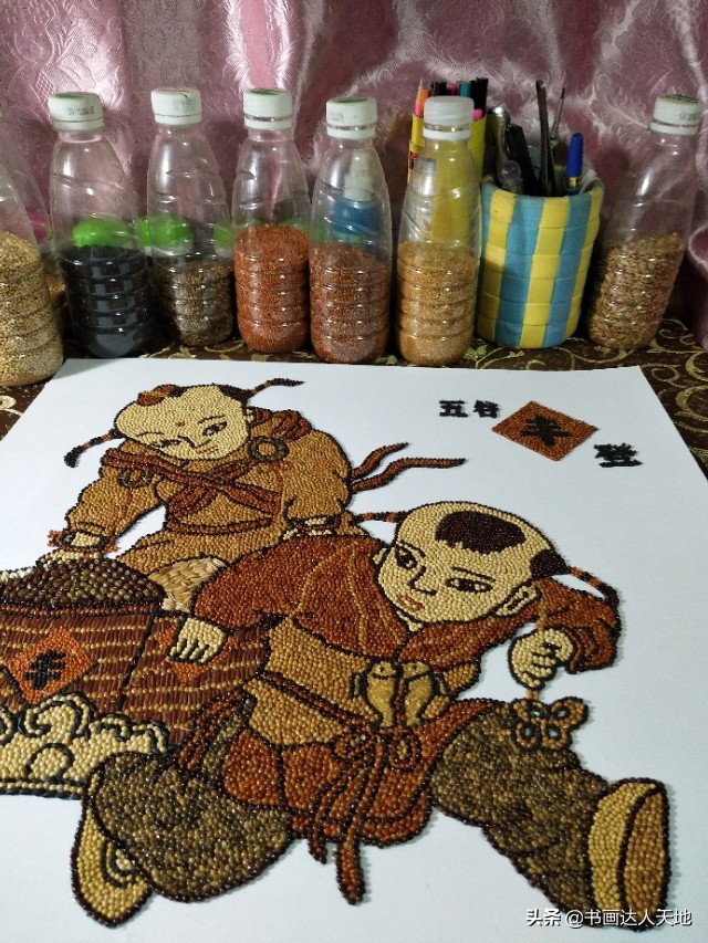 做五谷手工画需要什么豆子,儿童手工制作五谷杂粮贴画