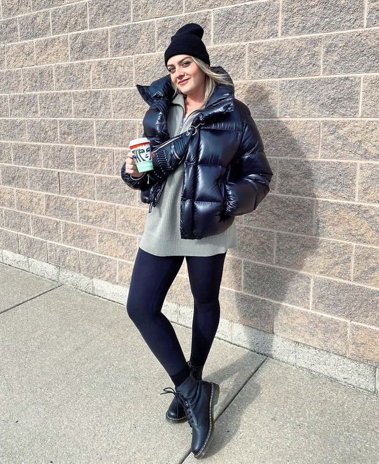 鲨鱼裤羽绒服穿法,今年最火的鲨鱼裤穿搭图片