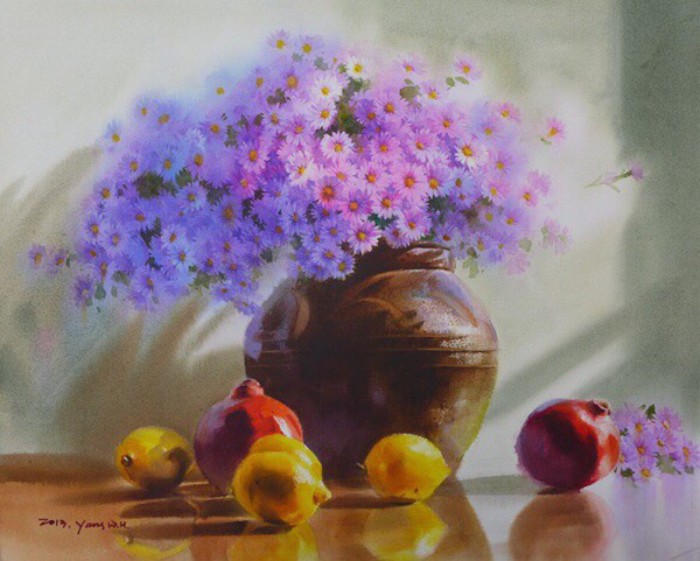 写实水彩花卉单体,细腻写实的花卉植物水彩手绘