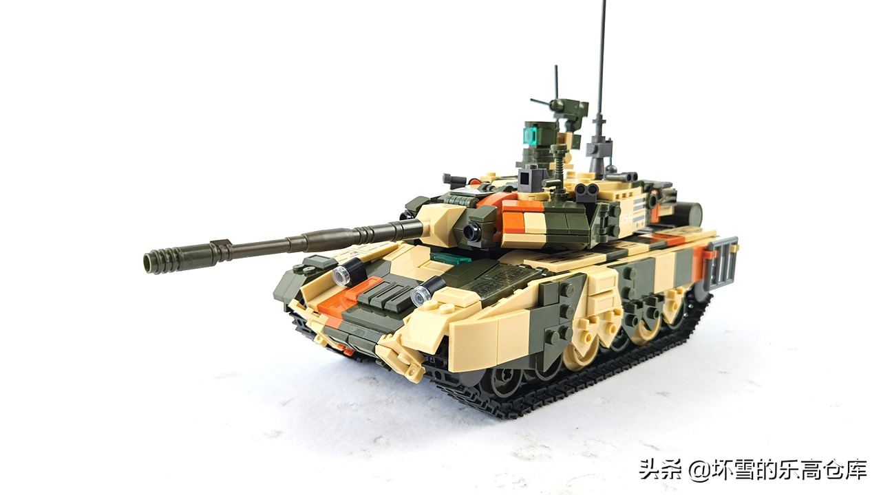 积木t90坦克带悬挂的,启蒙坦克积木虎式t90