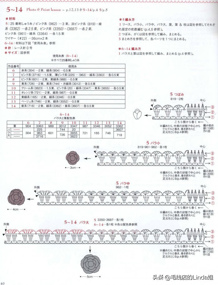 立体小玫瑰花发夹钩针编织教程,钩针壁挂花环教程