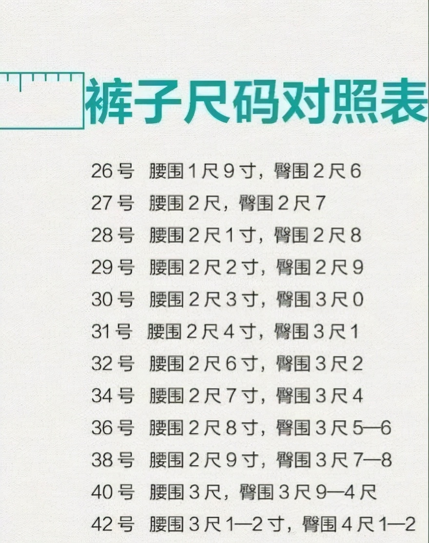 常服尺码型号对照表,男装3xl对照表