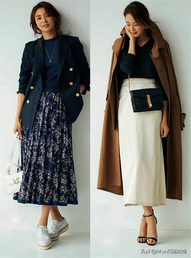 入秋学院风套装长裙,入秋半身裙子