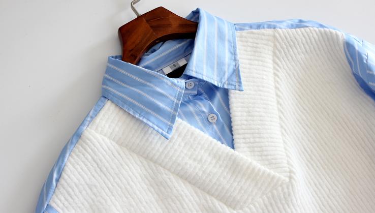 刘涛同款条纹衬衫V领毛衣假两件！彰显女人精炼贵气的独特魅力