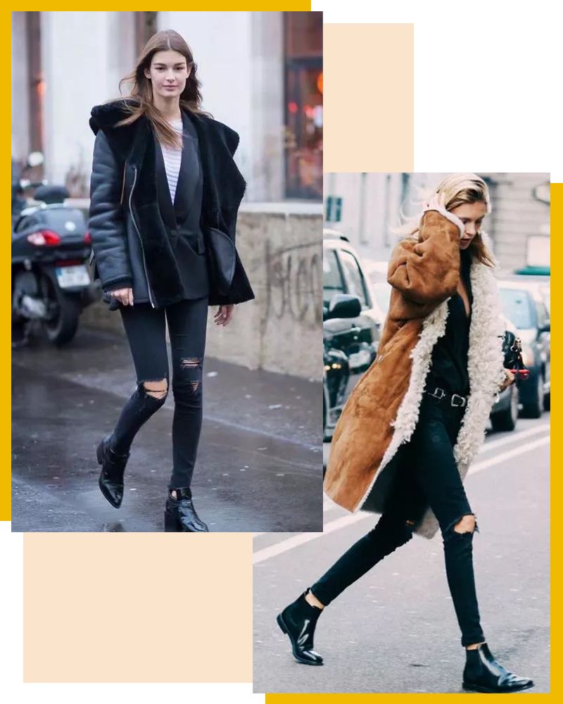 马丁靴+小黑裤，冬日保暖显高CP