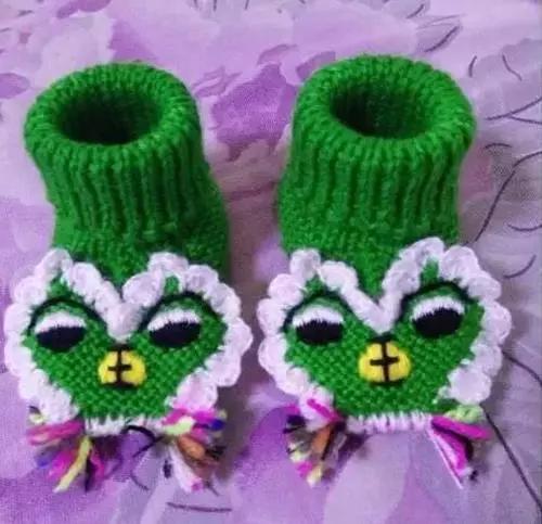 简单婴儿靴子毛线鞋,可爱款钩针宝宝鞋