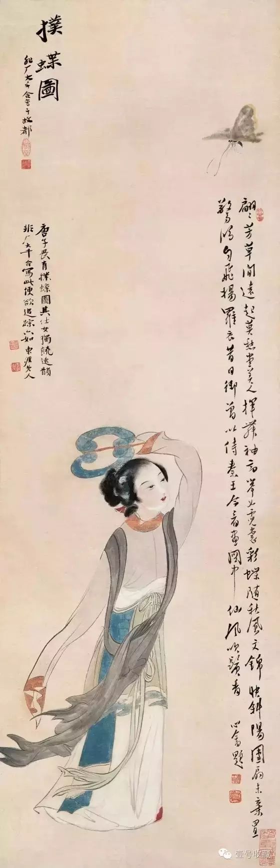 张大千画作美人鹦鹉图,张大千四大美人图真迹