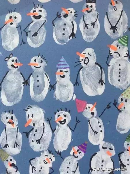 幼儿园冬季手工绘画漂亮,冬天手工画幼儿园简单