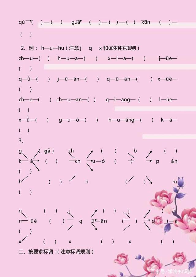 小学一年级拼音大小写专项练习,人教版小学一年级汉语拼音练习卷