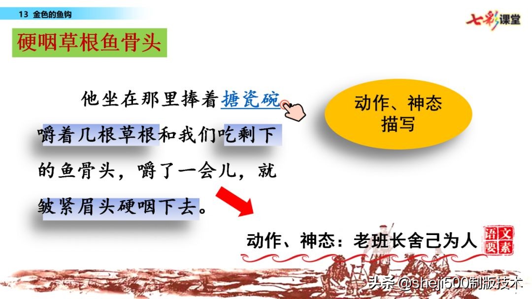 部编语文六年级下13课《金色的鱼钩》知识要点图文讲解同步练习