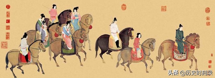 唐朝蓝袍虢国夫人,唐代女性服饰妆容演变