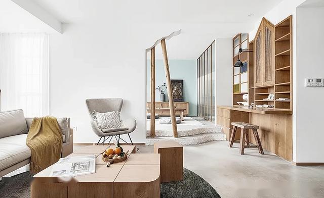 原木风吊顶效果图客厅简约,简约原木风