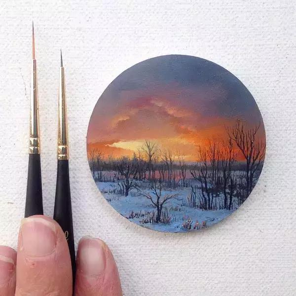 去艺术馆旅游回来画一幅画,油画风景随身带