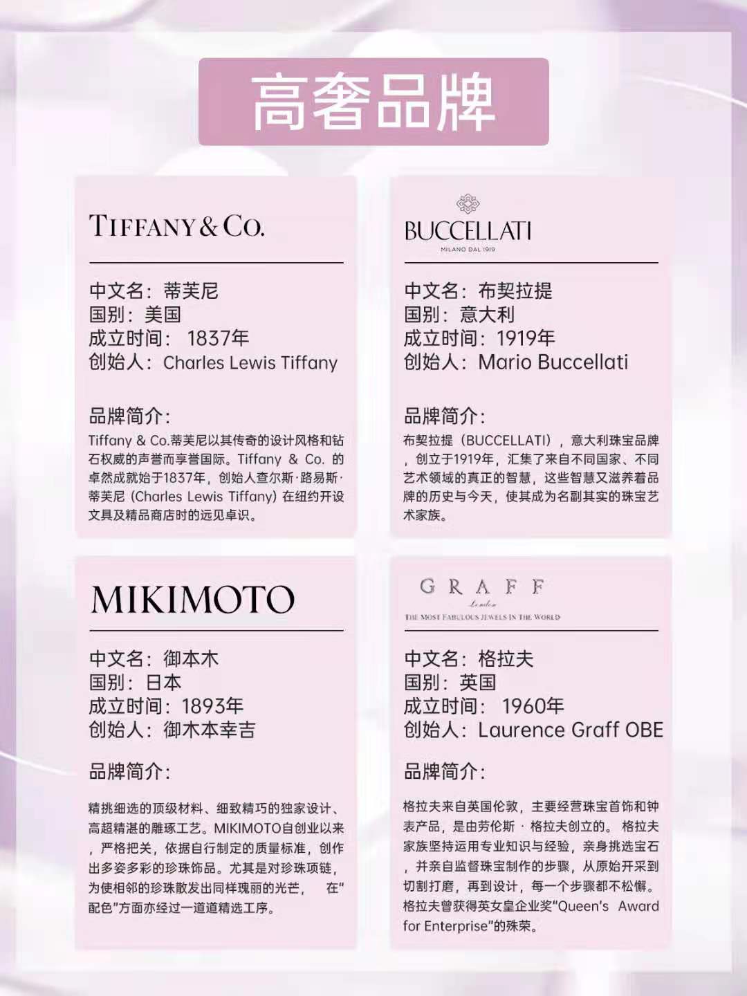 珠宝大牌,大牌珠宝品牌排行榜