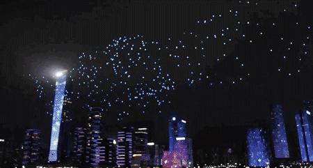航拍深圳湾夜景,香港深圳夜景航拍震撼全景