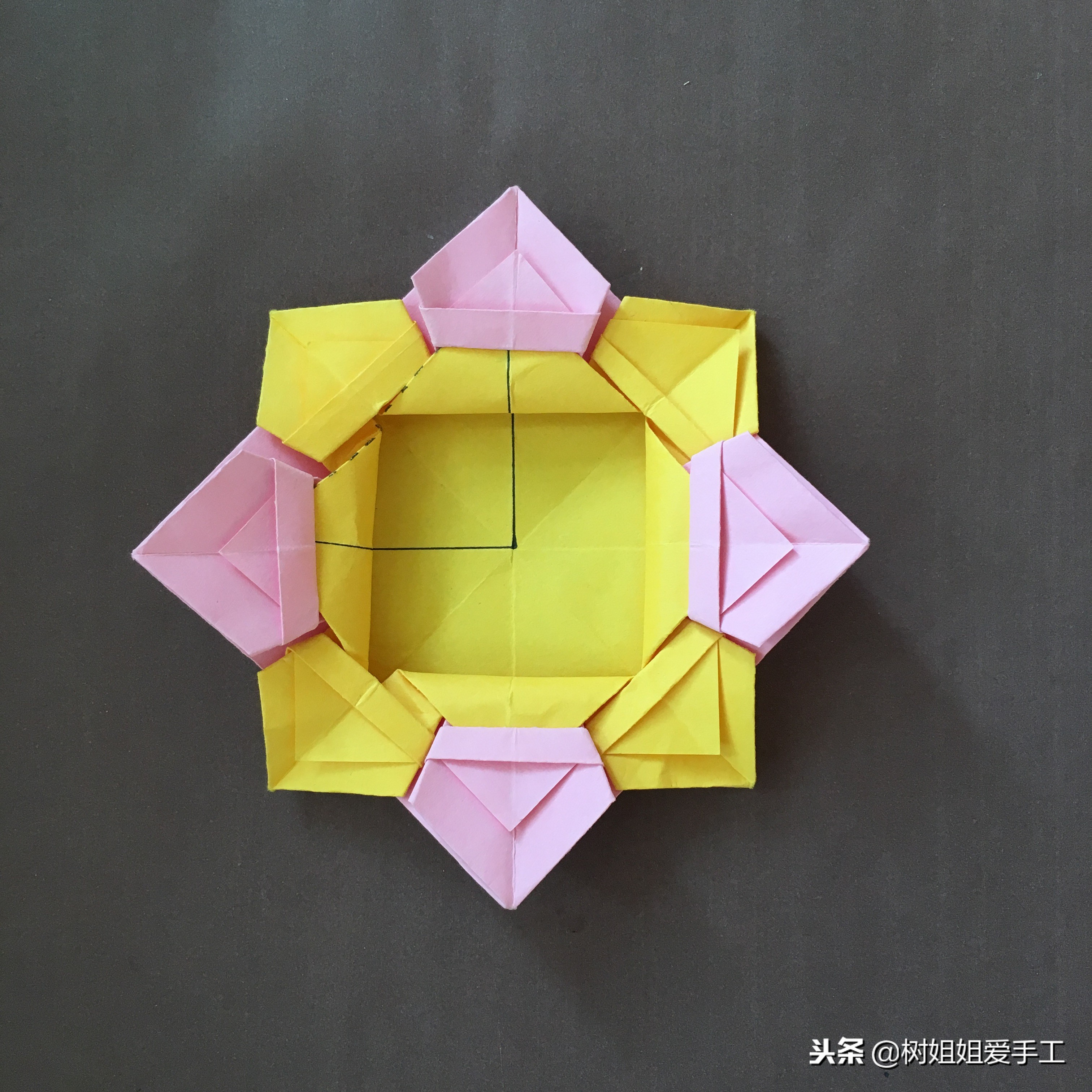 八角花篮手工制作折纸,八角小花篮折法