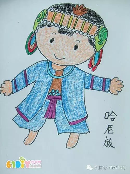 彩色少数民族儿童简笔画图片大全,五十六个民族简笔画卡通