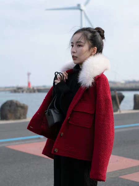 毛呢香风短款外套女秋冬最新款,中款毛呢外套穿搭短款