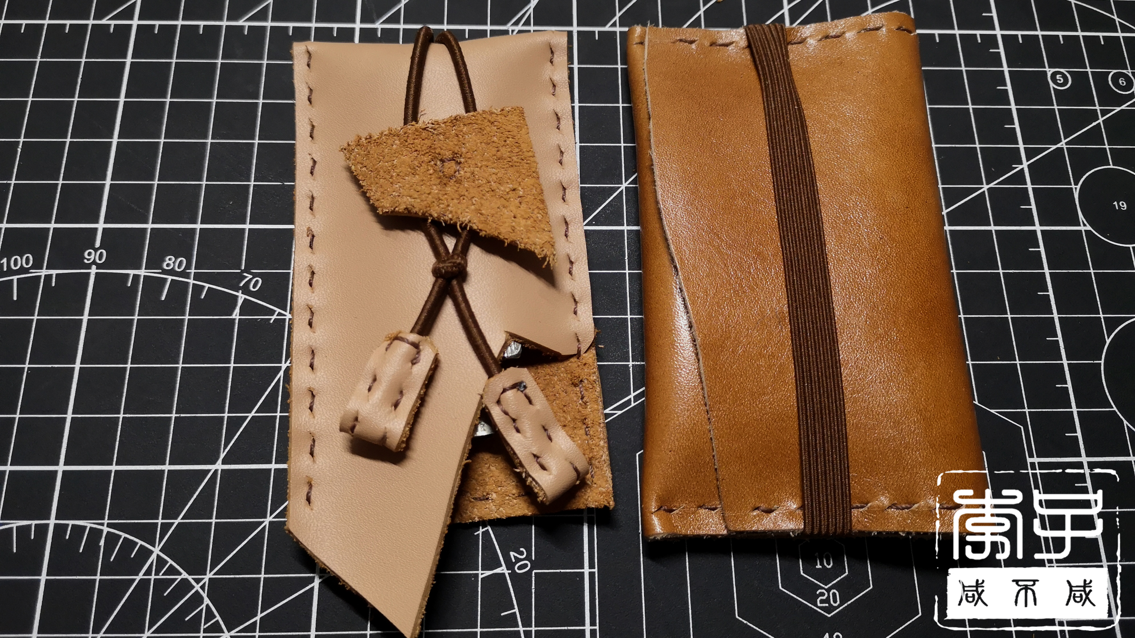 手工皮革钥匙包制作图片大全,手工牛皮钥匙包包浆