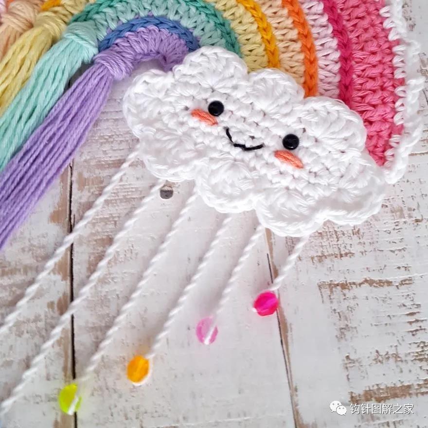 钩针编织家居装饰针法图解,钩针彩虹帽图解