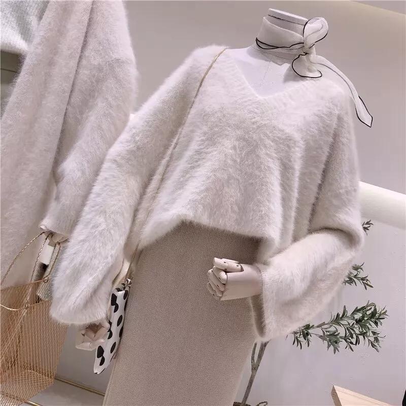 100%修身水貂毛衣女,冬季穿搭女高级感水貂绒毛衣