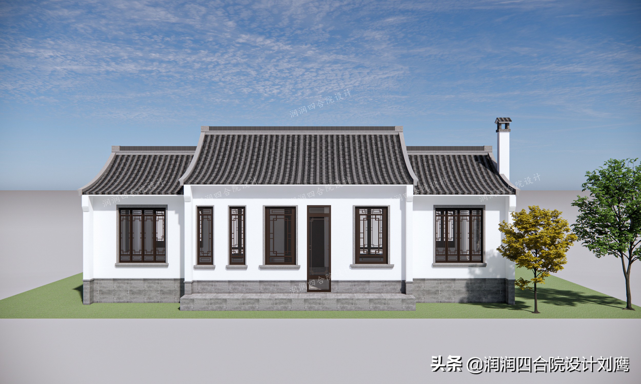 农村一层241平方四合院瓦房设计图,沈阳中式四合院别墅设计图纸