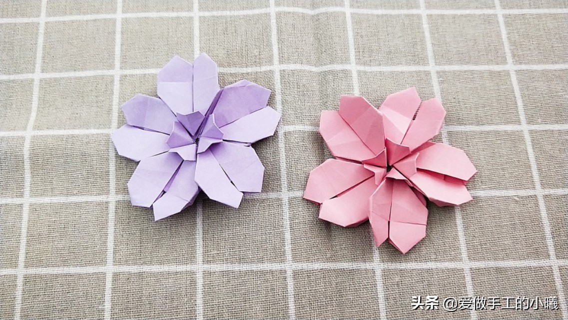 纸折樱花简单,立体五瓣樱花折纸