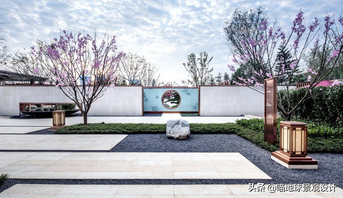 景墙圆形造型价格,简洁欧式庭院景观墙设计