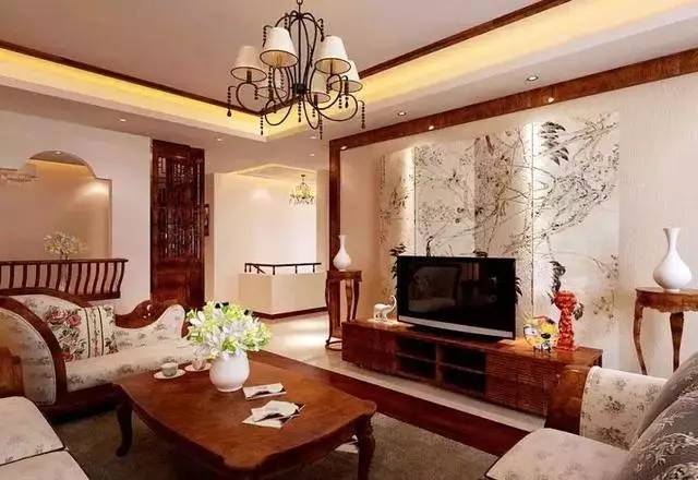 最简单大气的中式电视背景墙,客厅中式风格背景墙图片