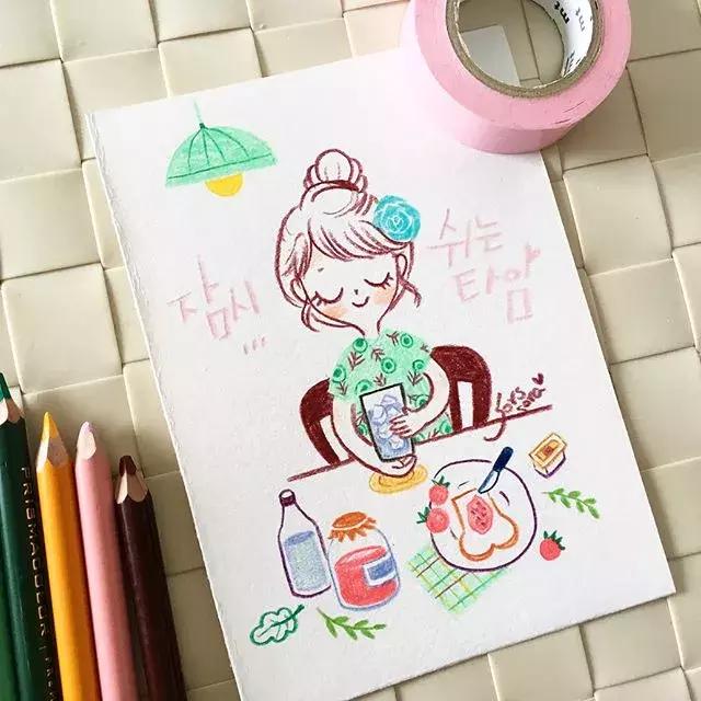 彩铅画古风人物简笔画,彩铅荷花简笔画几分钟就能学会