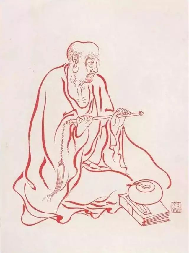 弘一法师的蓝底描金十八罗汉作品,弘一大师100万罗汉图写意