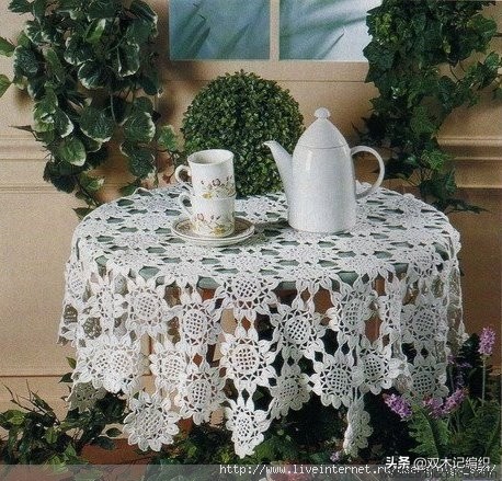 洛可可风蕾丝古典钩针桌布,钩针编织蕾丝长方形沙发巾图解