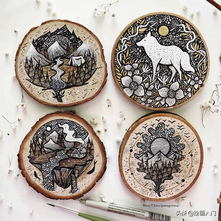 手绘插画黑白风针管笔小插画,手绘100多幅针管笔黑白插画分享