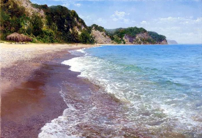 俄罗斯艺术家AydemirSaidov的人体绘画,花间的美丽少女