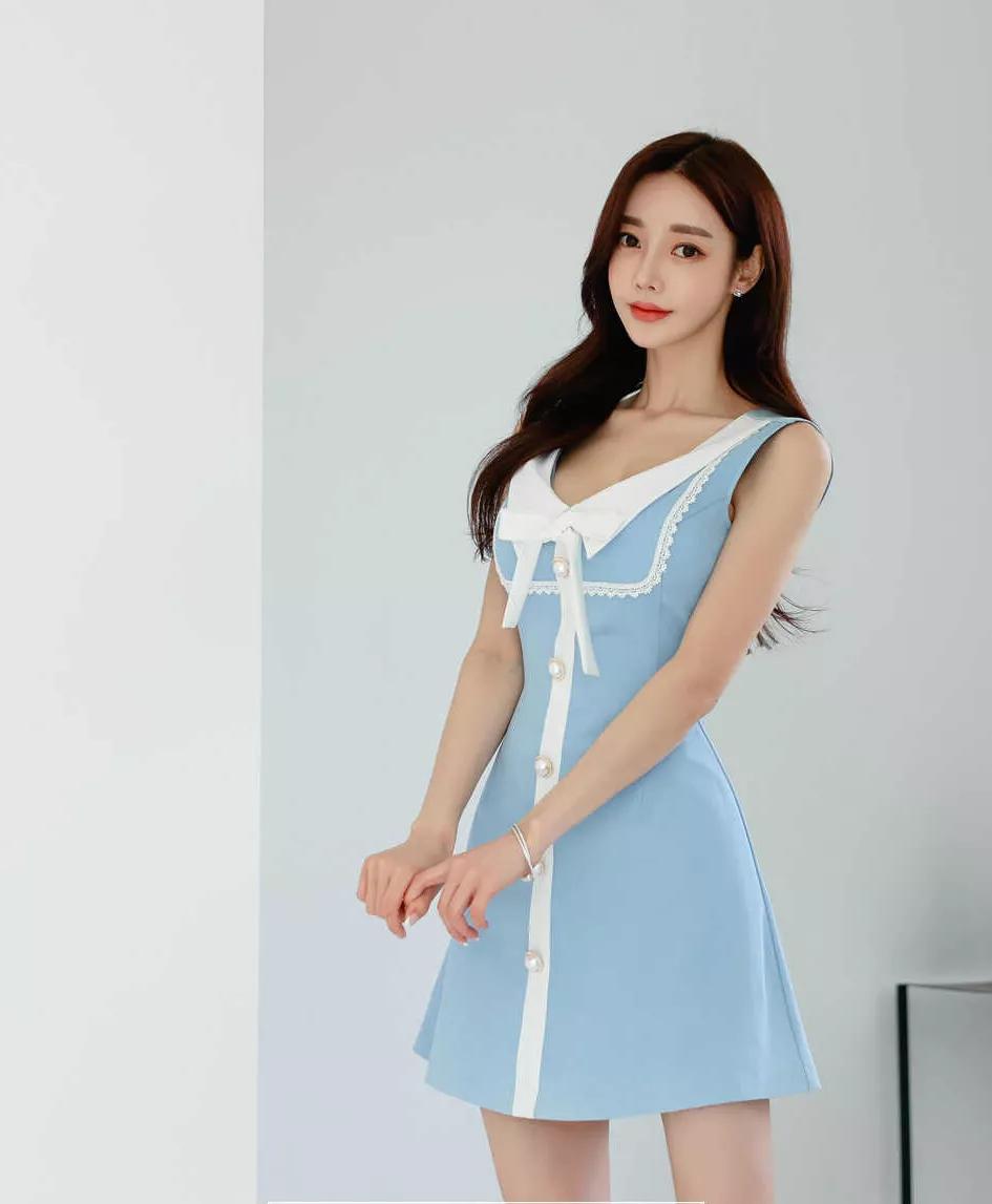 孙允珠写真照，蓝色妖姬好漂亮，气质大方