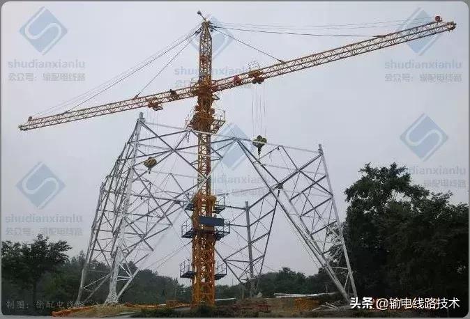 内悬浮抱杆组塔施工步骤,企业自己造超大型落地双平臂抱杆