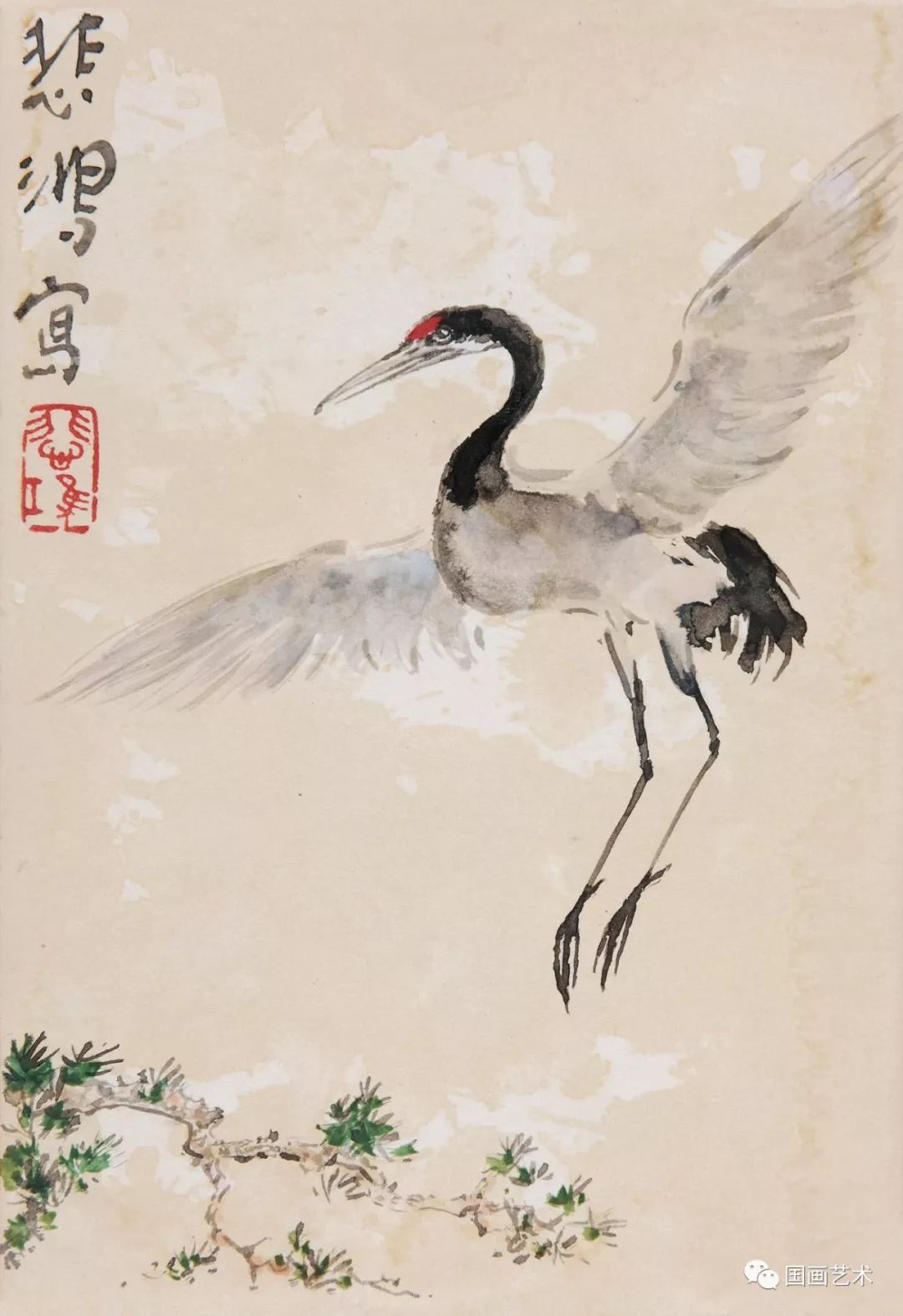 松鹤延年比较有名的图画,写意松鹤图看一下